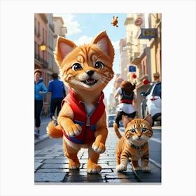 Puppy And Kitty 1 Canvas Print