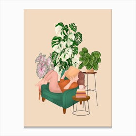 Reading With Plants 5 Canvas Print