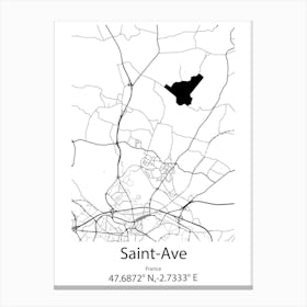 Saint Ave,France Minimalist Map Canvas Print