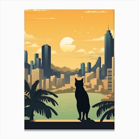 Sao Paulo Brazil Skyline With A Cat 2 Canvas Print
