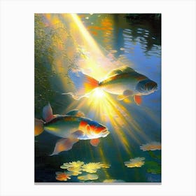 Bekko Koi 1, Fish Monet Style Classic Painting Canvas Print