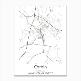 Corbin,United States Minimalist Map Canvas Print