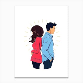 Man And Woman In Missunderstanding Canvas Print