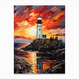 Lighthouse At Sunset 10 Canvas Print