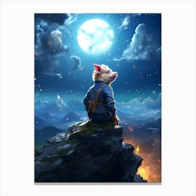 Pig In The Moonlight Canvas Print