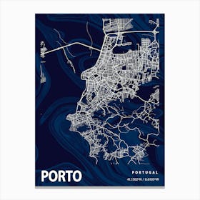 Porto Crocus Marble Map Canvas Print