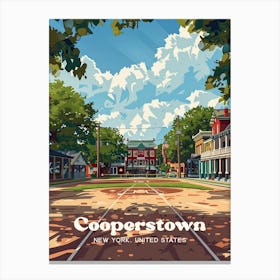 Cooperstown New York Baseball Travel Illustration Canvas Print