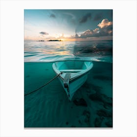 Sunk Photo of a Boat in Maldives Canvas Print