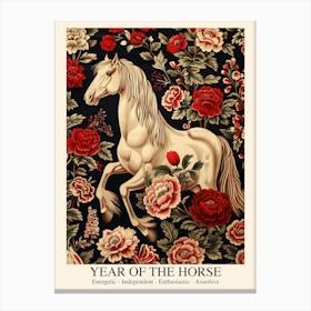 Chinese Lunar Year Of The Horse 2 William Morris Style Canvas Print