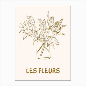 Les Fleurs Flower Vase Hand Drawn 5 Canvas Print