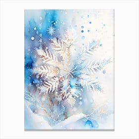 Frost, Snowflakes, Storybook Watercolours 3 Canvas Print