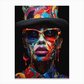 Woman With Colorful Paint On Her Face 1 Canvas Print
