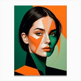 Geometric Woman Portrait Pop Art (70) Canvas Print