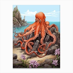 Giant Pacific Octopus Illustration 9 Canvas Print