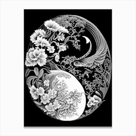 Repeat Yin and Yang 5 Linocut Canvas Print