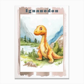 Cute Cartoon Iguanodon Dinosaur 2 Poster Canvas Print