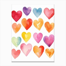 Watercolor Hearts 1 Canvas Print