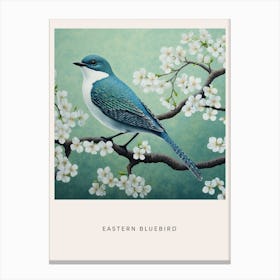 Ohara Koson Inspired Bird Painting Eastern Bluebird 1 Poster Canvas Print