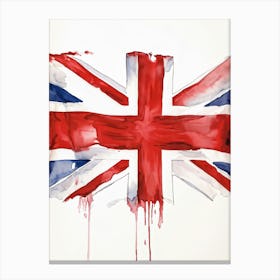 An Authoritative Watercolor Render Of The Distinguished United Kingdom Flag With Its Deep Red Cross (6) Canvas Print