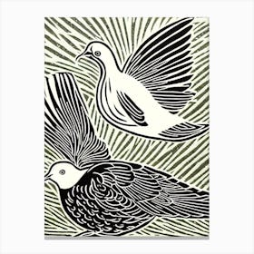 Dove Linocut Bird Canvas Print