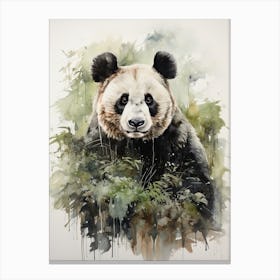 Panda, Japanese Brush Painting, Ukiyo E, Minimal 3 Canvas Print