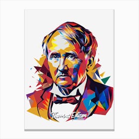 Thomas Edison 03 Portrait WPAP Pop Art Canvas Print