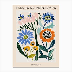 Spring Floral French Poster  Scabiosa 3 Canvas Print