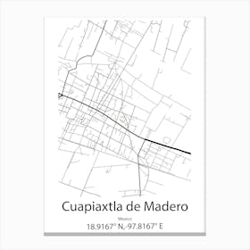 Cuapiaxtla De Madero,Mexico Minimalist Map Canvas Print