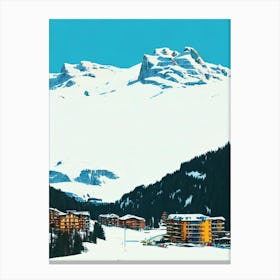 Flaine, France Midcentury Vintage Skiing Poster Canvas Print