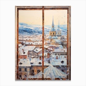 Winter Cityscape Salzburg Austria 4 Canvas Print