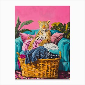 Leopard In A Basket Canvas Print