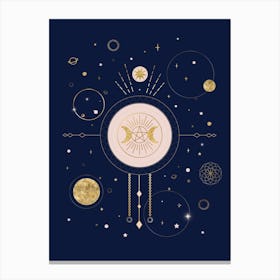 Two Moons Magical Illustration Canvas Print
