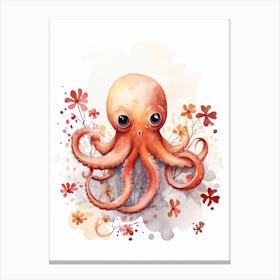 N Octopus Watercolour In Autumn Colours 1 Canvas Print
