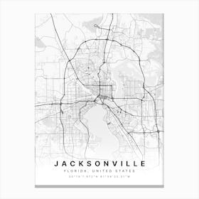 Jacksonville Florida Usa White Map Canvas Print