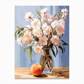 Lavender Flower And Peaches Still Life Painting 2 Dreamy Canvas Print