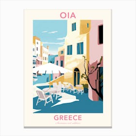 Oia, Greece, Flat Pastels Tones Illustration 4 Poster Canvas Print