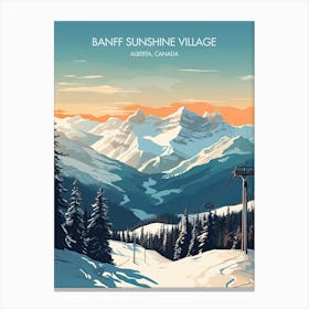 Poster Of Banff Sunshine Village   Alberta, Canada   Colorado, Usa, Ski Resort Illustration 0 Canvas Print