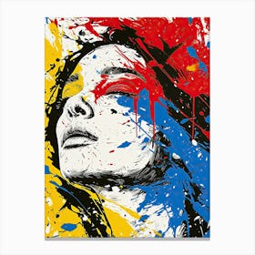 Woman With Paint Splatters, Pop Art Canvas Print