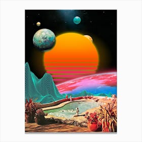 Synthwave space vintage retro collage Canvas Print