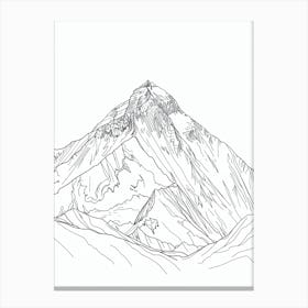 Mount Everest Nepal Tibet Line Drawing 1 Canvas Print