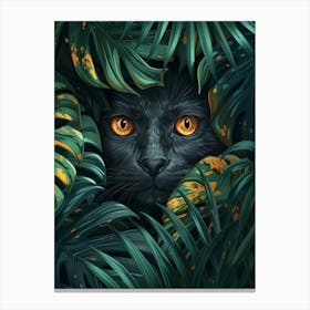 Black Cat In The Jungle Canvas Print