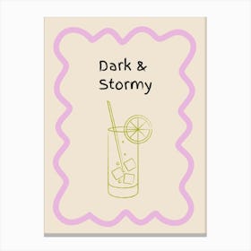Dark & Stormy Doodle Poster Lilac & Green Canvas Print