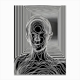 Person In A Black And White Optical Illusion Canvas Print