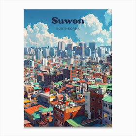 Suwon South Korea Cityscape Travel Illustration Canvas Print