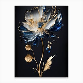 Blue And Gold Flower Canvas Print