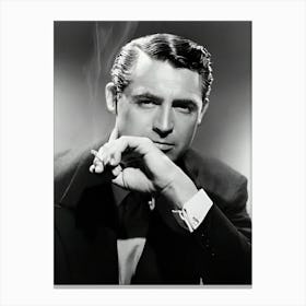 Cary Grant Smoking A Cigarette Canvas Print