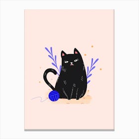 Cat And Yarn Canvas Print