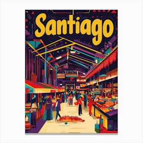 Aihrgdesign A 1970s Inspired Travel Poster For Santiago 4 Canvas Print