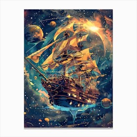 Fantasy Ship Floating in the Galaxy 17 Canvas Print
