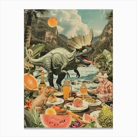 Abstract Dinosaur Jurassic Retro Collage 1 Canvas Print